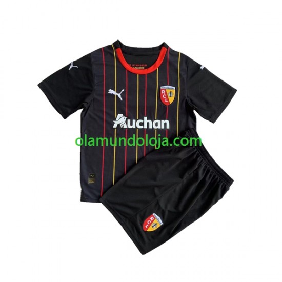 Camisola RC Lens Criança Equipamento Segundo 2023-2024 Manga Curta